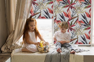 Fabric roller blind for window Exotic leaves