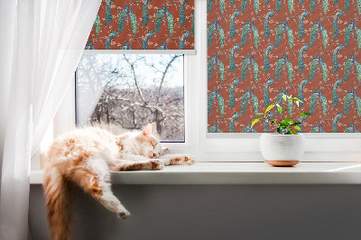 Blackout roller blind Peacocks on the branches