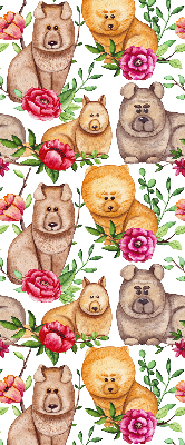 Blackout roller blind for window Dogs among the flowers