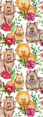 Blackout roller blind for window Dogs among the flowers