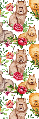 Blackout roller blind for window Dogs among the flowers
