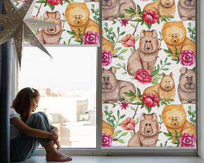 Blackout roller blind for window Dogs among the flowers