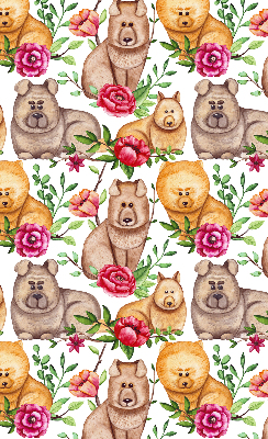 Blackout roller blind for window Dogs among the flowers