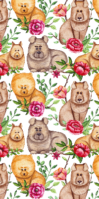 Blackout roller blind for window Dogs among the flowers