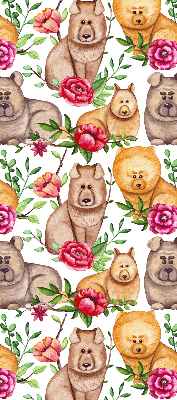 Blackout roller blind for window Dogs among the flowers