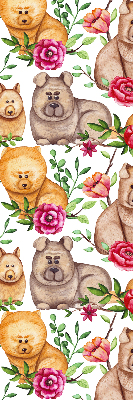 Blackout roller blind for window Dogs among the flowers