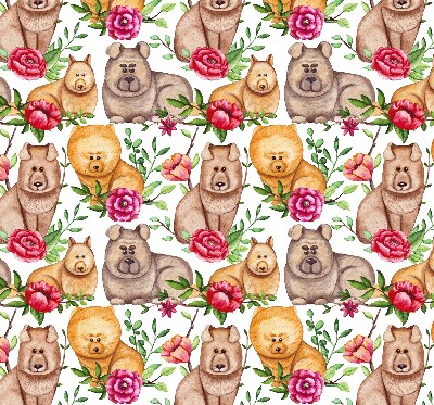 Blackout roller blind for window Dogs among the flowers