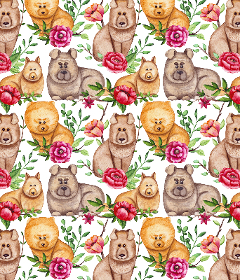 Blackout roller blind for window Dogs among the flowers