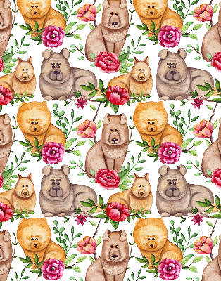 Blackout roller blind for window Dogs among the flowers