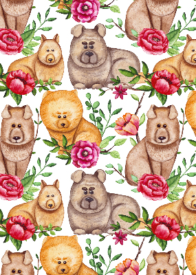 Blackout roller blind for window Dogs among the flowers