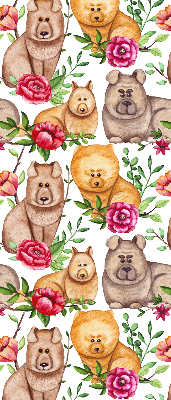 Blackout roller blind for window Dogs among the flowers