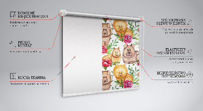 Blackout roller blind for window Dogs among the flowers