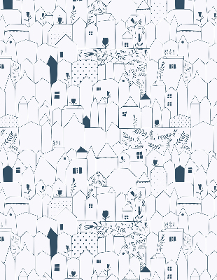 Blackout roller blind Drawn houses