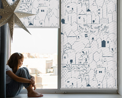Blackout roller blind Drawn houses