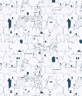 Blackout roller blind Drawn houses