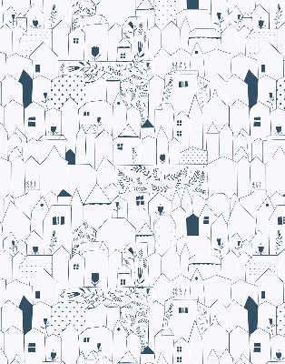 Blackout roller blind Drawn houses