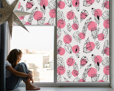 Blackout roller blind Feathers and pink dots