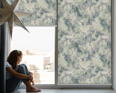 Fabric roller blind for window Sketch of a plant on a colored background