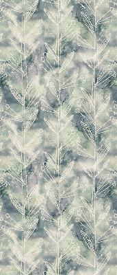Fabric roller blind for window Sketch of a plant on a colored background