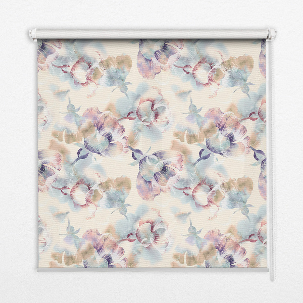 Blackout roller blind for window Colorful painted flowers