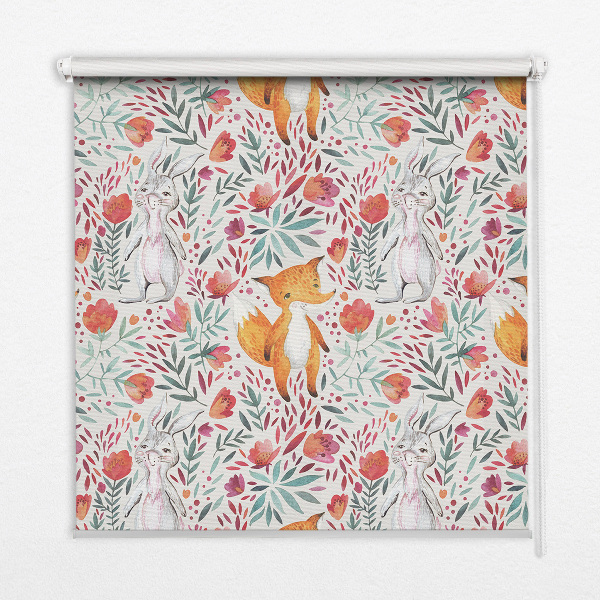 Fabric roller blind for window Animals and plants