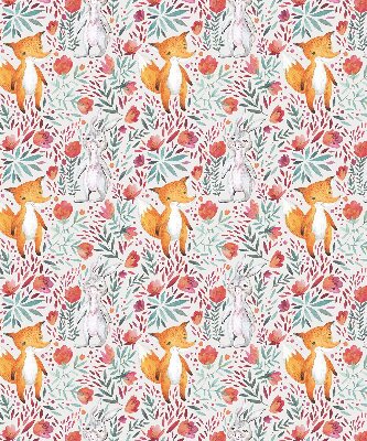 Fabric roller blind for window Animals and plants