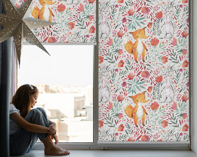 Fabric roller blind for window Animals and plants