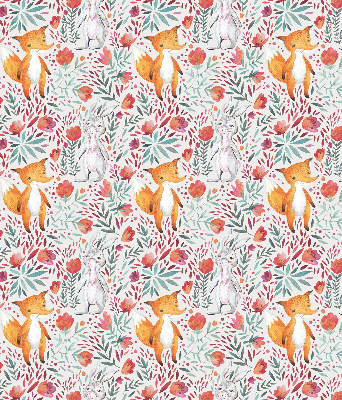 Fabric roller blind for window Animals and plants
