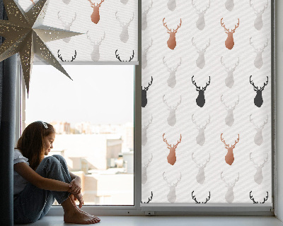 Blackout roller blind Drawn deer heads