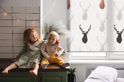Blackout roller blind Drawn deer heads
