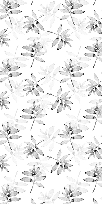Fabric roller blind for window Gray sketched leaves