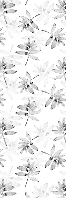 Fabric roller blind for window Gray sketched leaves