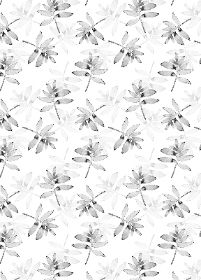 Fabric roller blind for window Gray sketched leaves