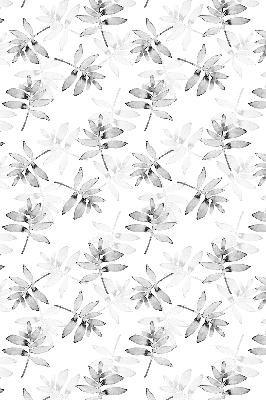 Fabric roller blind for window Gray sketched leaves