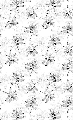 Fabric roller blind for window Gray sketched leaves