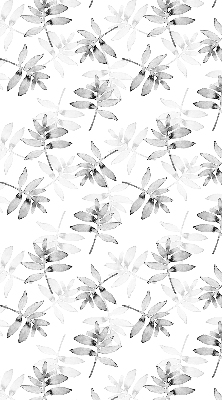 Fabric roller blind for window Gray sketched leaves