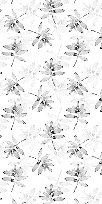 Fabric roller blind for window Gray sketched leaves