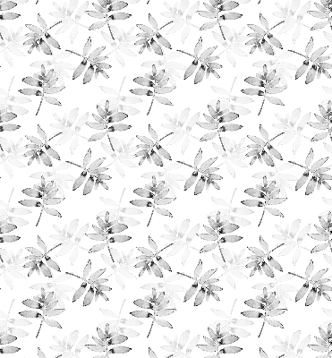 Fabric roller blind for window Gray sketched leaves