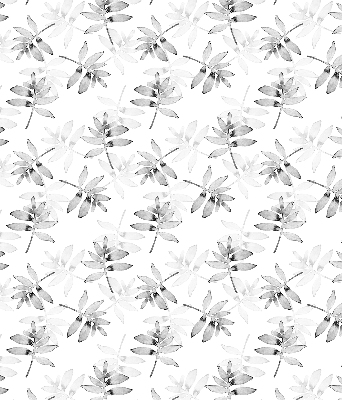 Fabric roller blind for window Gray sketched leaves