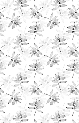 Fabric roller blind for window Gray sketched leaves