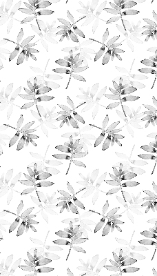 Fabric roller blind for window Gray sketched leaves