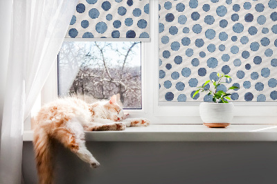 Blackout roller blind for window Blue dots