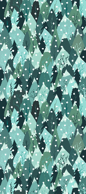 Fabric roller blind for window Forest and falling snow
