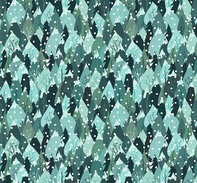 Fabric roller blind for window Forest and falling snow