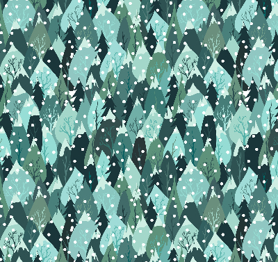 Fabric roller blind for window Forest and falling snow