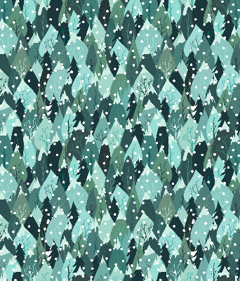 Fabric roller blind for window Forest and falling snow