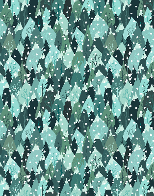 Fabric roller blind for window Forest and falling snow