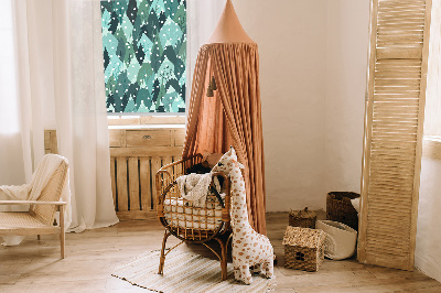 Fabric roller blind for window Forest and falling snow