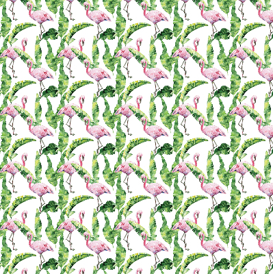 Fabric roller blind for window Flamingos by the leaves