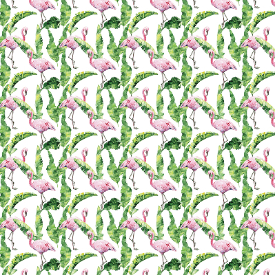 Fabric roller blind for window Flamingos by the leaves